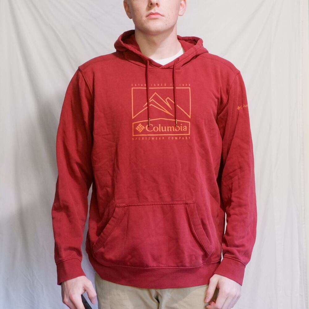 Columbia Sportswear Graphic Hoodie Mens Large Red Outdoor Hiking Pullover